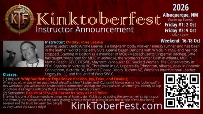 Kintoberfest 2026 Instructor Announcement - Daddy Chrone Leenie