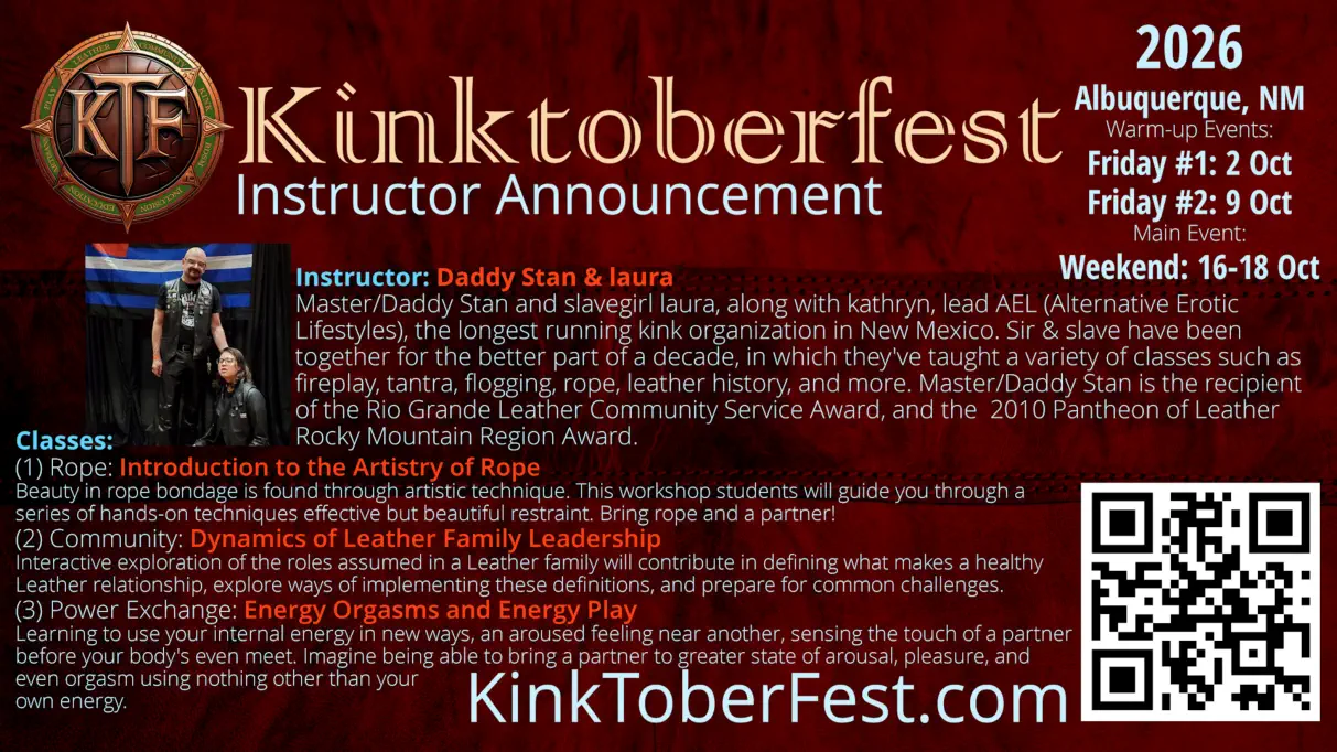 Kintoberfest 2026 Instructor Announcement - Daddy Stan & slavegirl laura